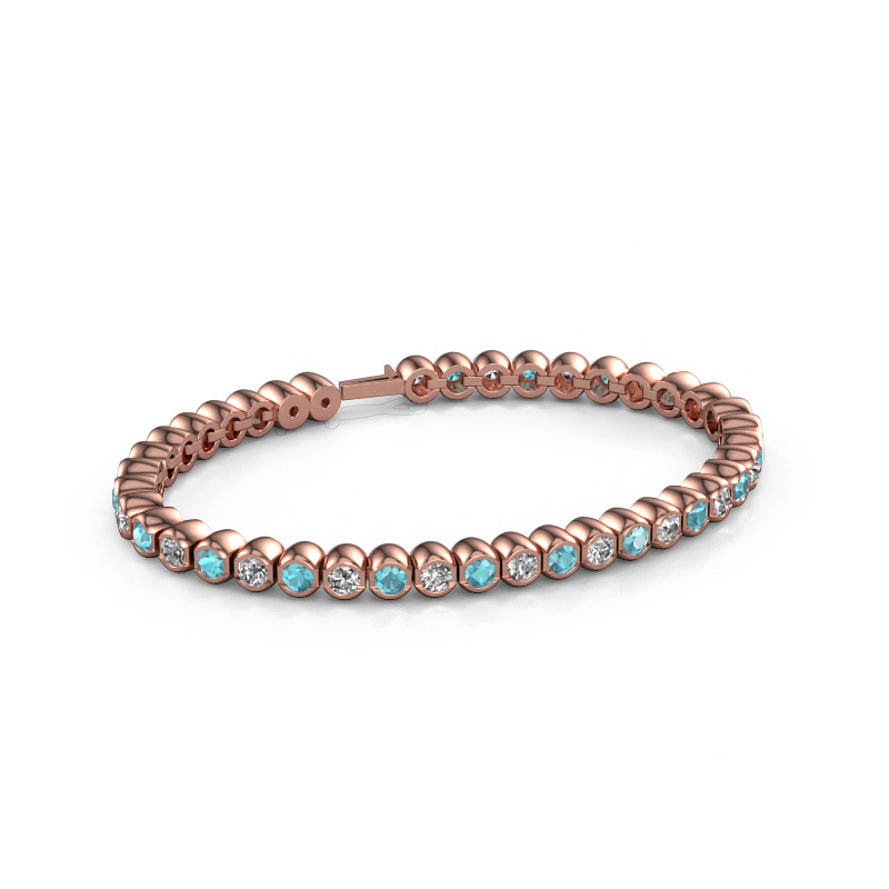 Image of Tennis bracelet Bianca 3.5 mm 585 rose gold Blue topaz 3.5 mm