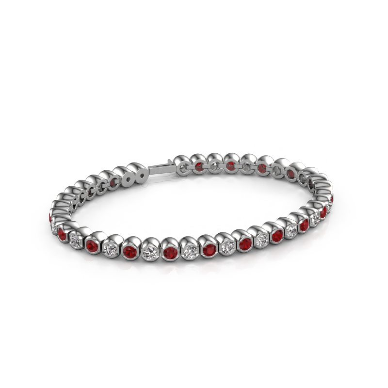 Image of Tennis bracelet Bianca 3.5 mm 585 white gold Ruby 3.5 mm