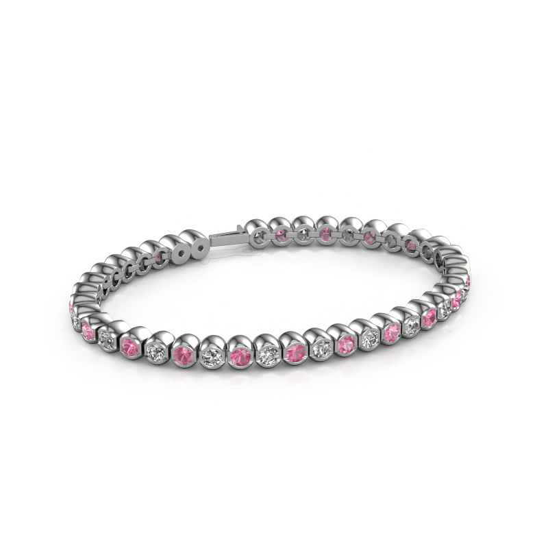 Image de Bracelet tennis Bianca 3.5 mm 585 or blanc Saphir rose 3.5 mm