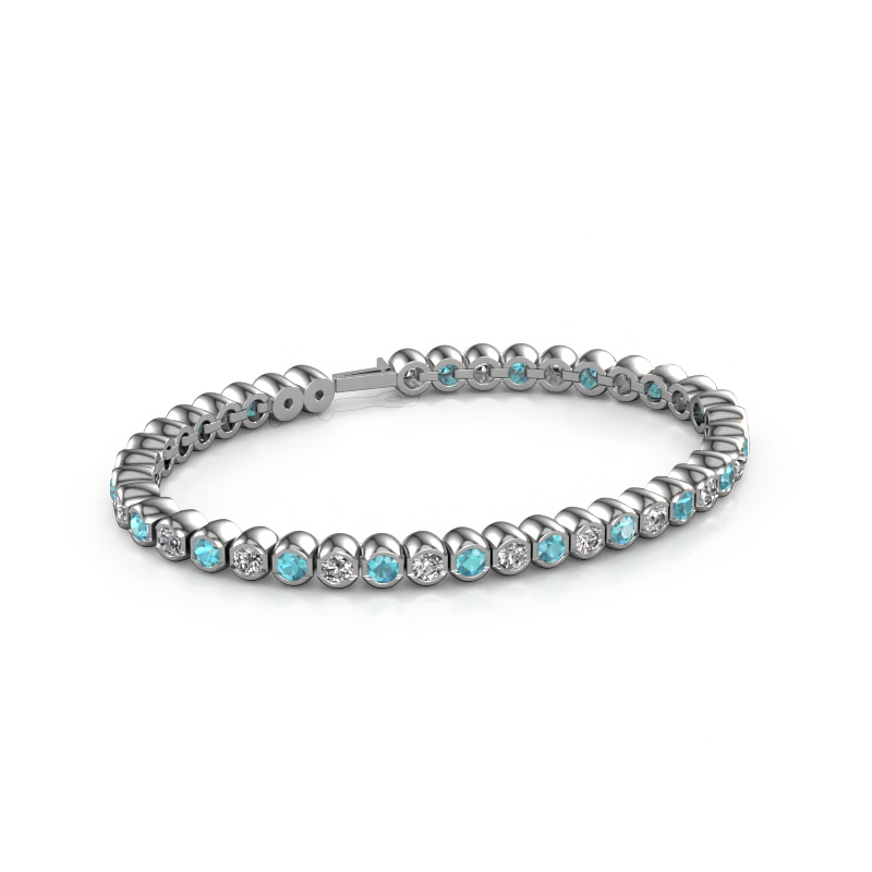 Image of Tennis bracelet Bianca 3.5 mm 585 white gold Blue topaz 3.5 mm
