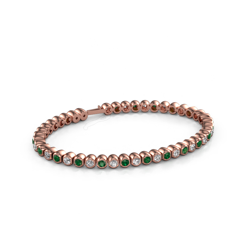 Image of Tennis bracelet Bianca 3 mm 585 rose gold Emerald 3 mm