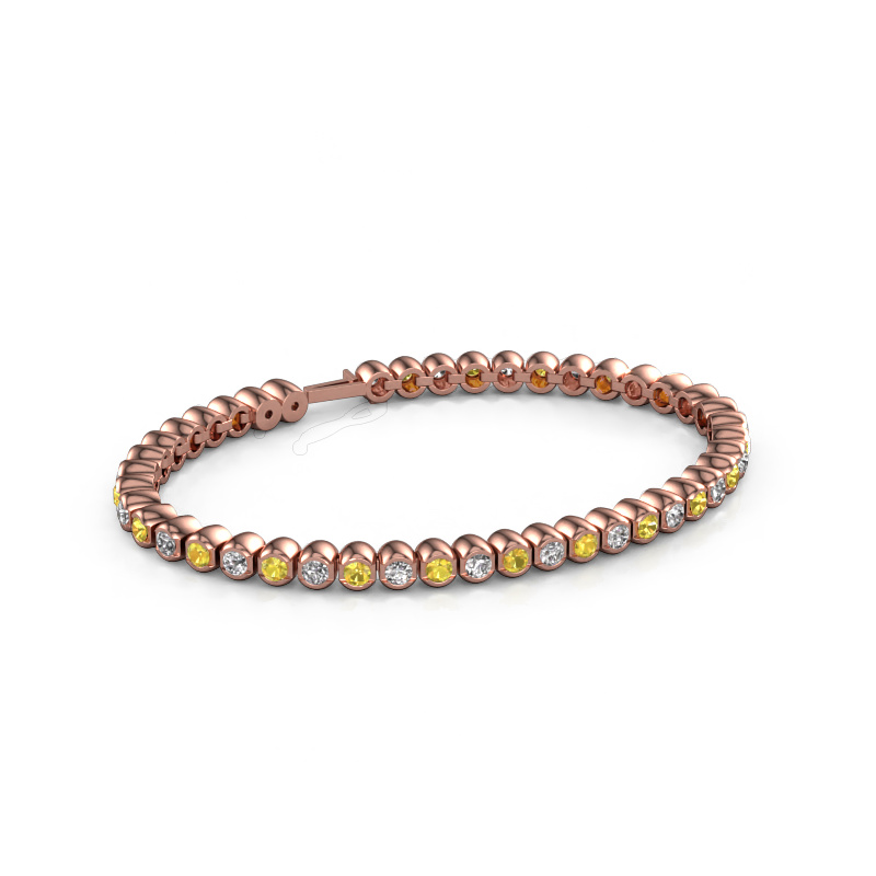 Image de Bracelet tennis Bianca 3 mm 585 or rose Saphir jaune 3 mm