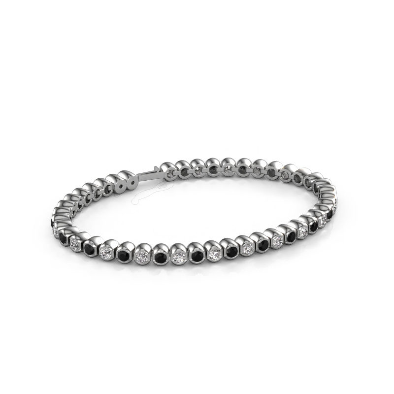 Image de Bracelet tennis Bianca 3 mm 585 or blanc Diamant noir 4.84 crt