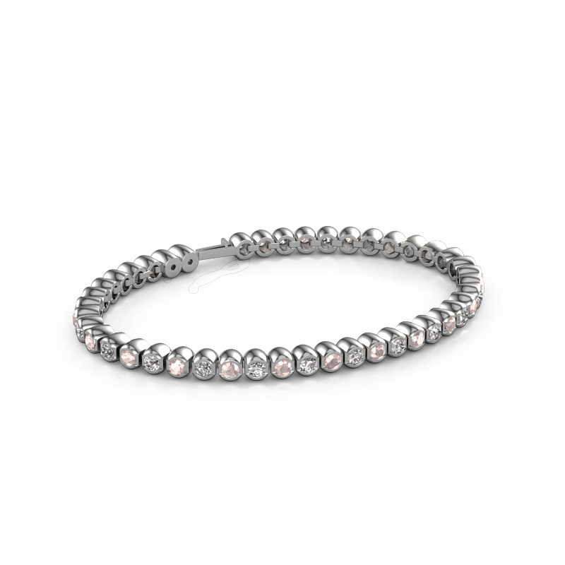 Image of Tennis bracelet Bianca 3 mm 585 white gold Morganite champagne 3 mm