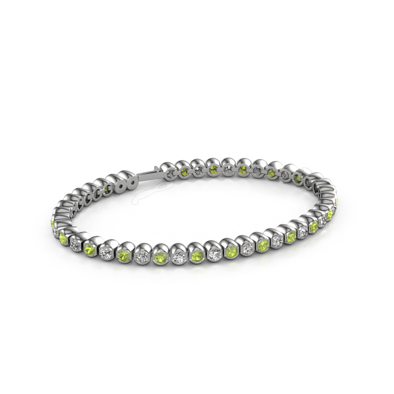 Image of Tennis bracelet Bianca 3 mm 585 white gold Peridot 3 mm