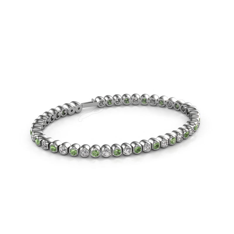 Image of Tennis bracelet Bianca 3 mm 585 white gold Tourmaline green 3 mm
