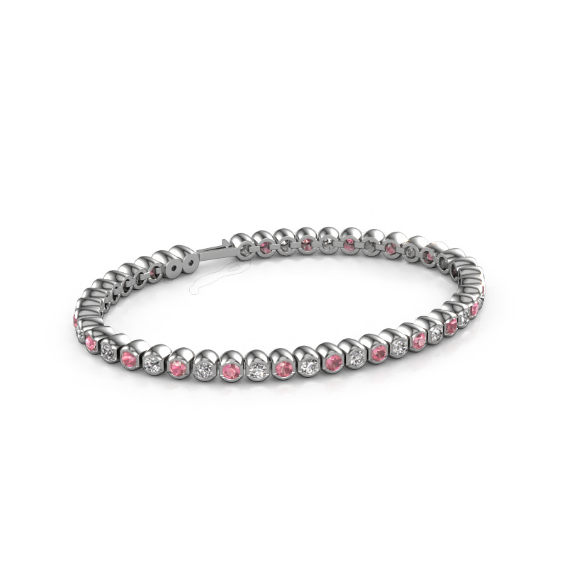 Image of Tennis bracelet Bianca 3 mm 585 white gold Tourmaline pink 3 mm