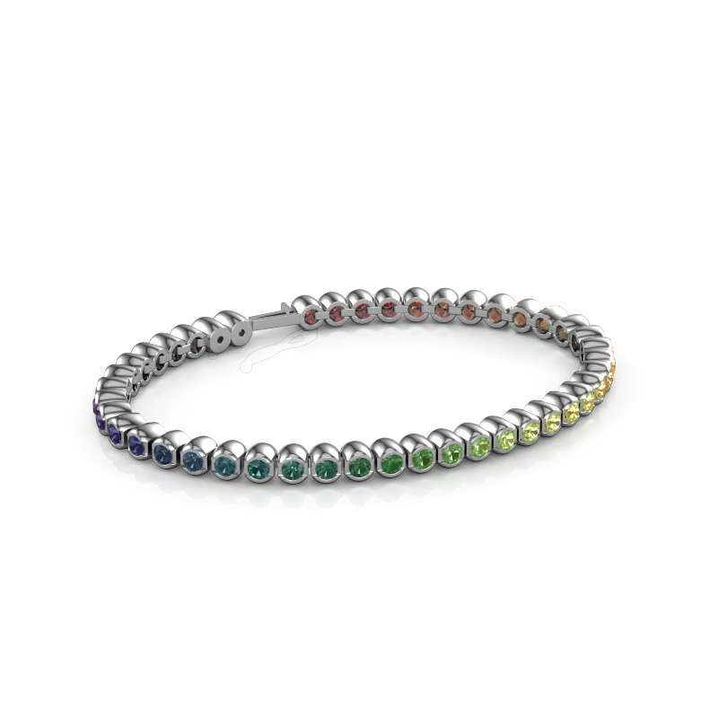 Image of Tennis bracelet Bianca 3 mm rainbow 585 white gold Rainbow sapphire 1 3 mm