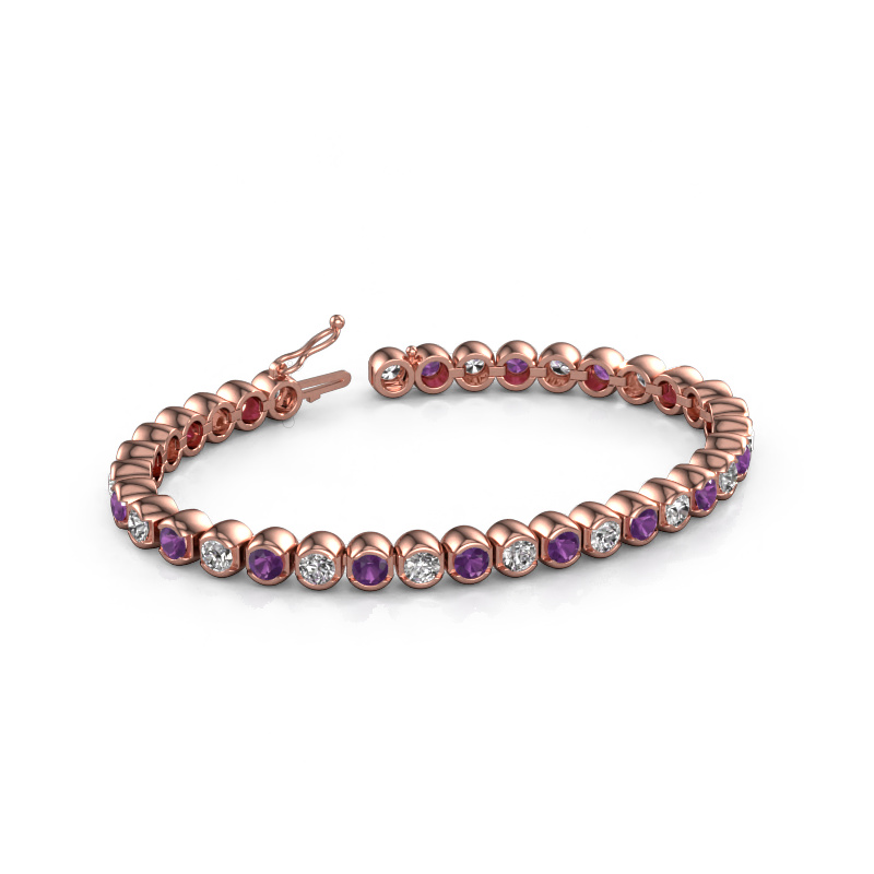 Image of Tennis bracelet Bianca 4 mm 585 rose gold Amethyst 4 mm