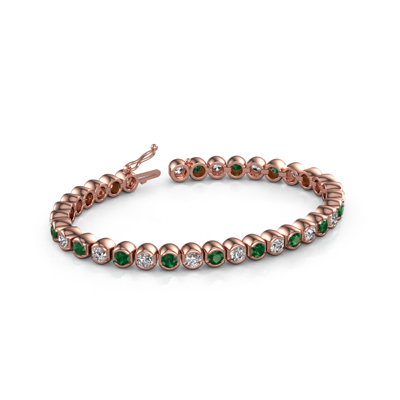 Image of Tennis bracelet Bianca 4 mm 585 rose gold Emerald 4 mm