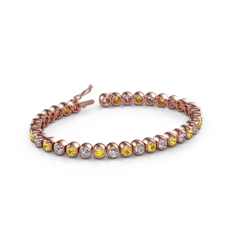 Image de Bracelet tennis Bianca 4 mm 585 or rose Saphir jaune 4 mm