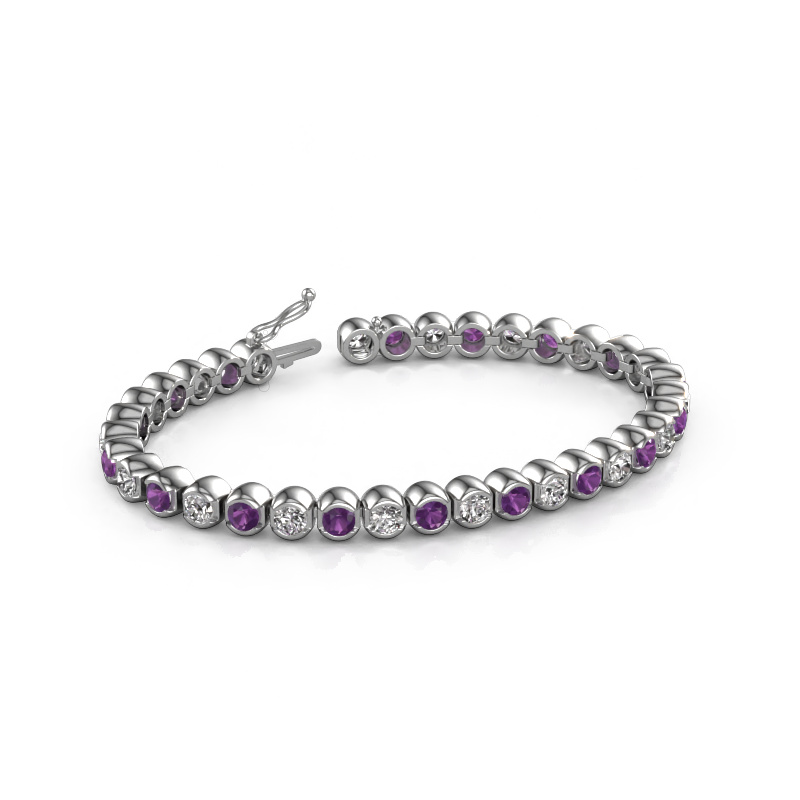 Image of Tennis bracelet Bianca 4 mm 585 white gold Amethyst 4 mm