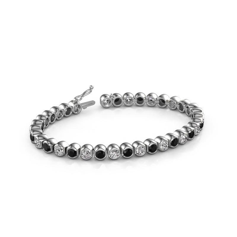 Image of Tennis bracelet Bianca 4 mm 585 white gold Black diamond 9.650 crt