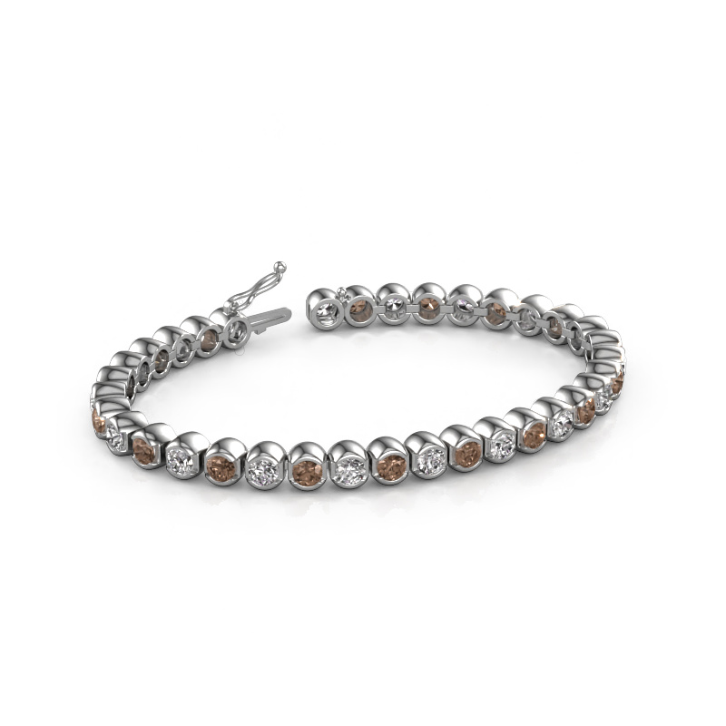 Image of Tennis bracelet Bianca 4 mm 585 white gold Brown diamond 8.75 crt