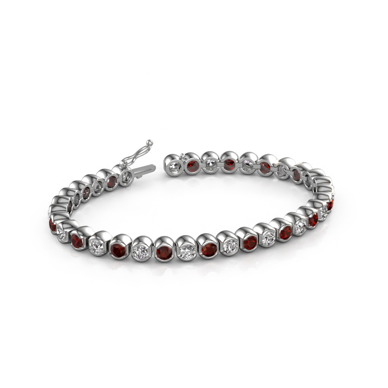Image of Tennis bracelet Bianca 4 mm 585 white gold Garnet 4 mm