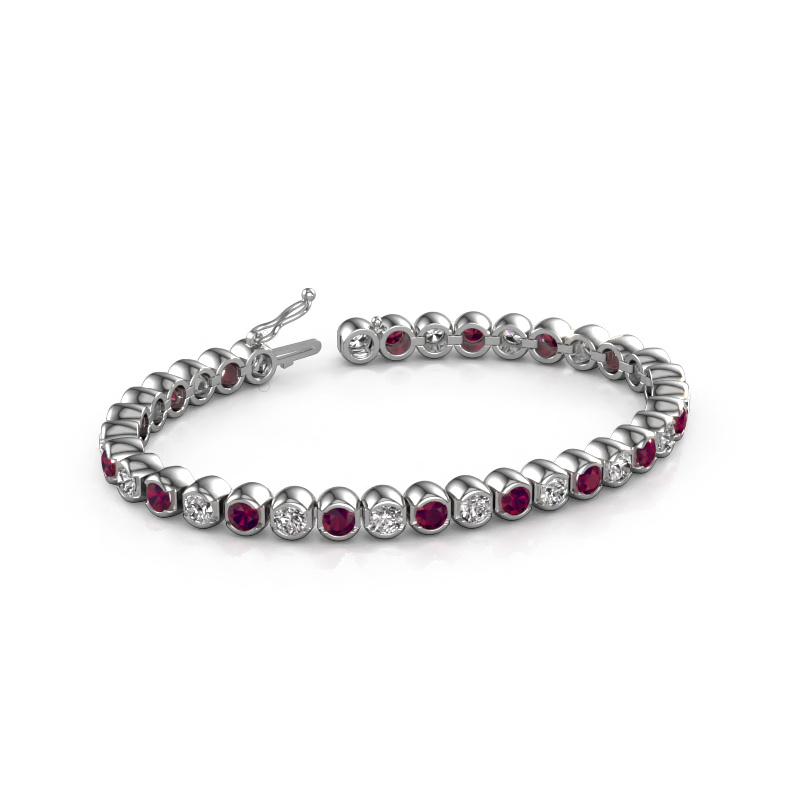 Image of Tennis bracelet Bianca 4 mm 585 white gold Rhodolite 4 mm