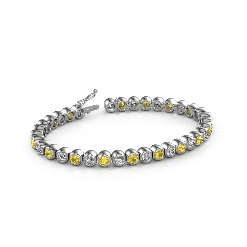 Image of Tennis bracelet Bianca 4 mm 585 white gold Yellow sapphire 4 mm