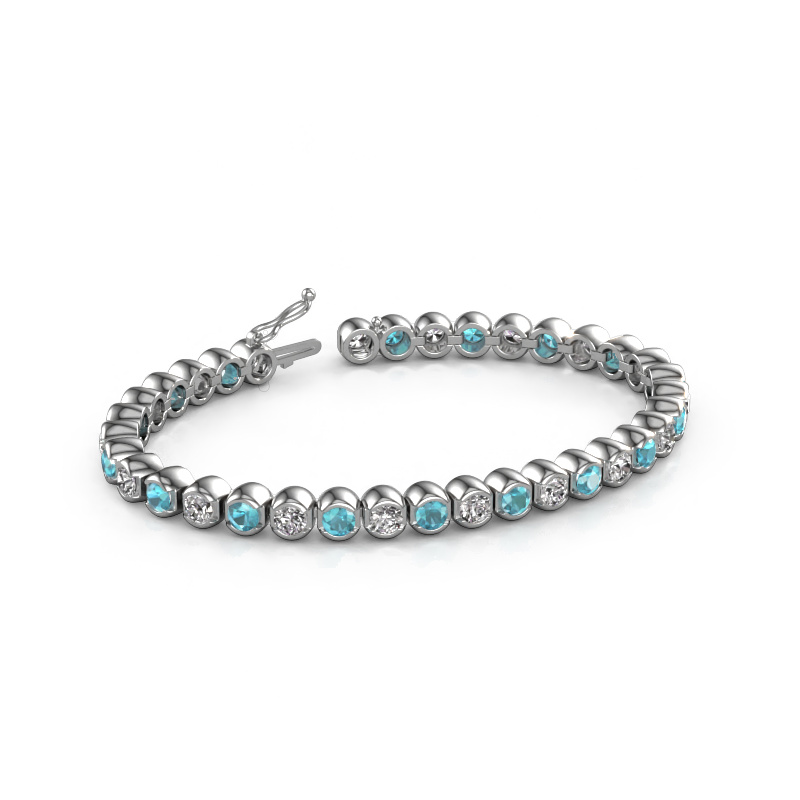 Image de Bracelet tennis Bianca 4 mm 585 or blanc Topaze bleue 4 mm