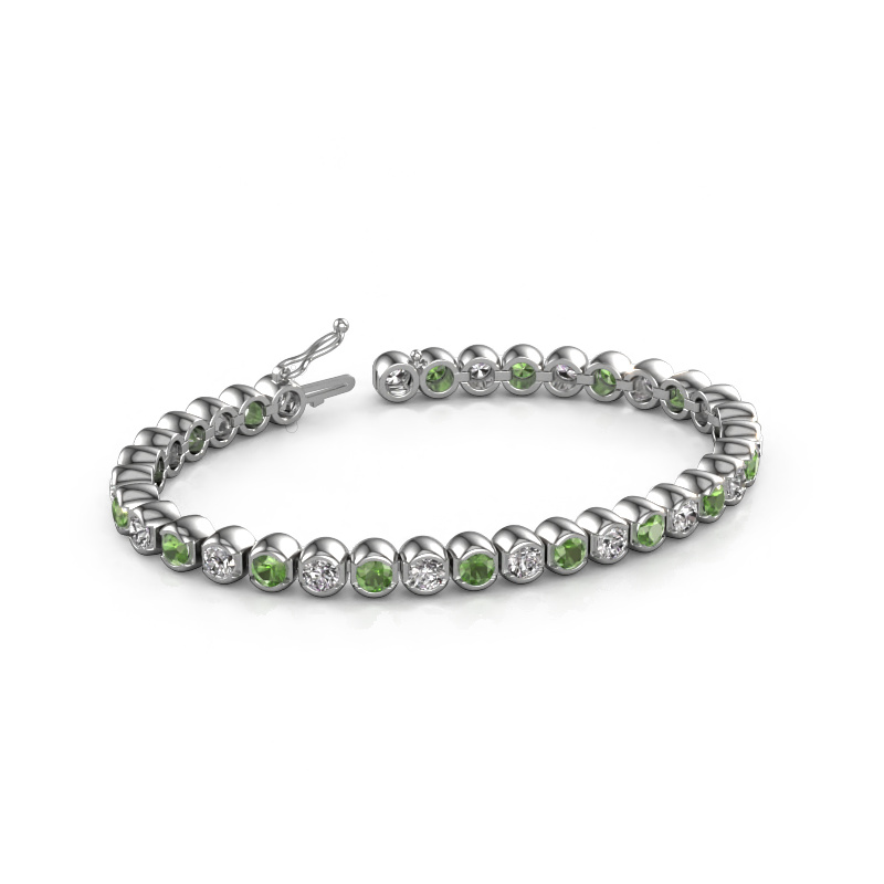 Image of Tennis bracelet Bianca 4 mm 585 white gold Tourmaline green 4 mm