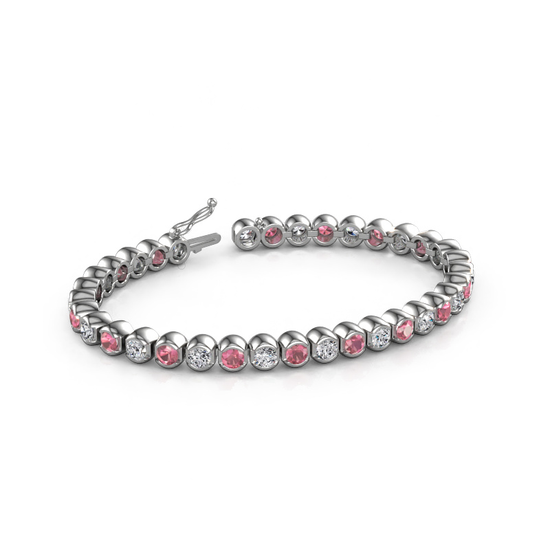Image of Tennis bracelet Bianca 4 mm 585 white gold Tourmaline pink 4 mm