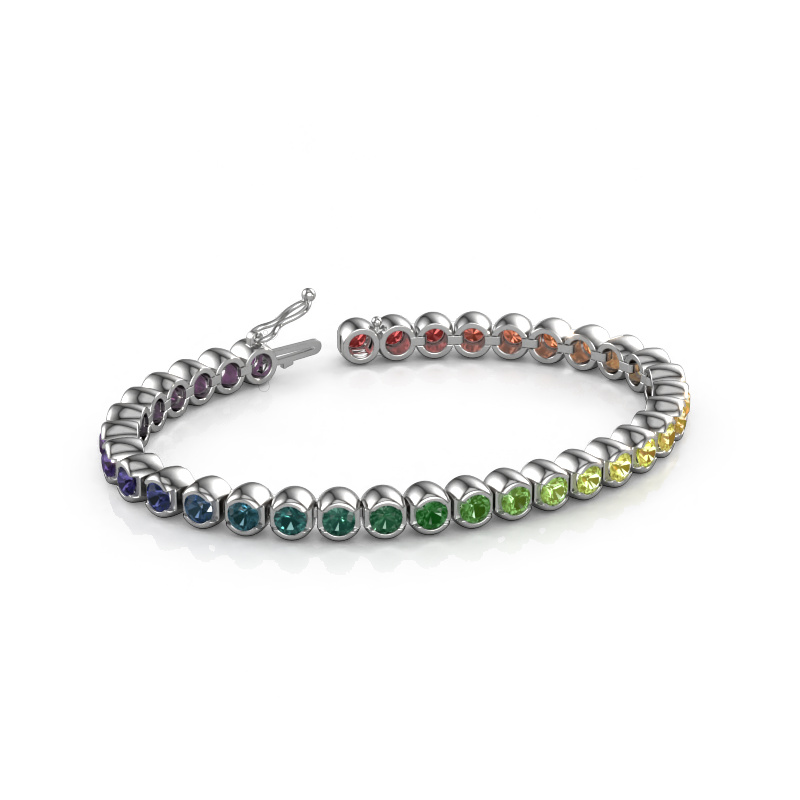 Image of Tennis bracelet Bianca 4 mm rainbow 585 white gold Rainbow sapphire 1 4 mm