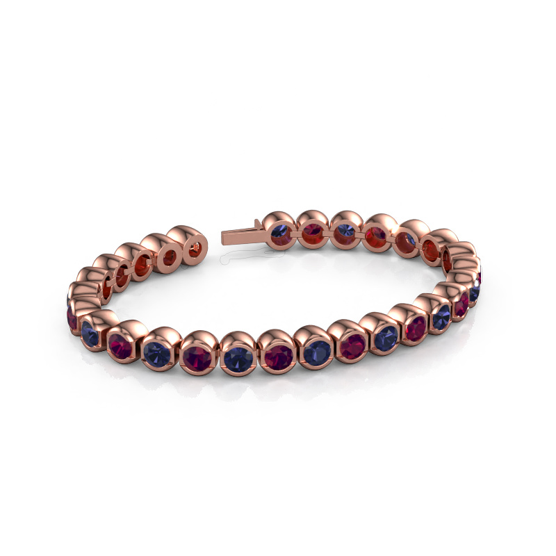 Image de Bracelet tennis Bianca 5 mm 585 or rose Rhodolite 5 mm