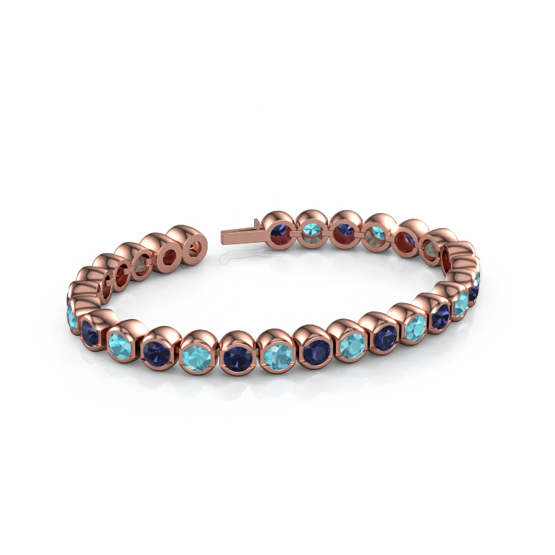 Bild von Tennisarmband Bianca 5 mm 585 Roségold Blau Topas 5 mm