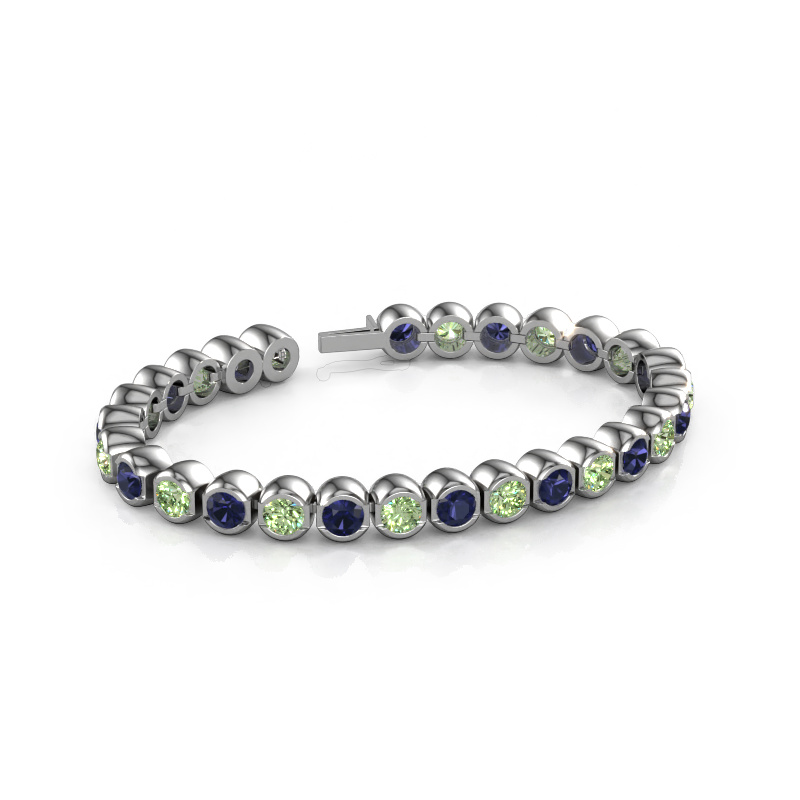 Image of Tennis bracelet Bianca 5 mm 585 white gold Green lab grown diamond 5 mm