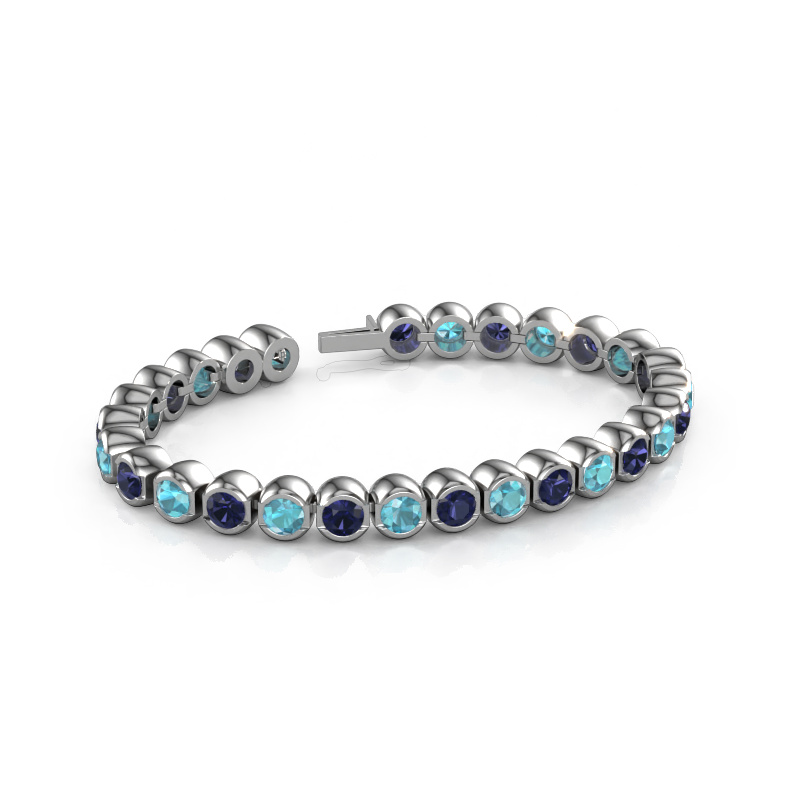 Image of Tennis bracelet Bianca 5 mm 585 white gold Blue topaz 5 mm