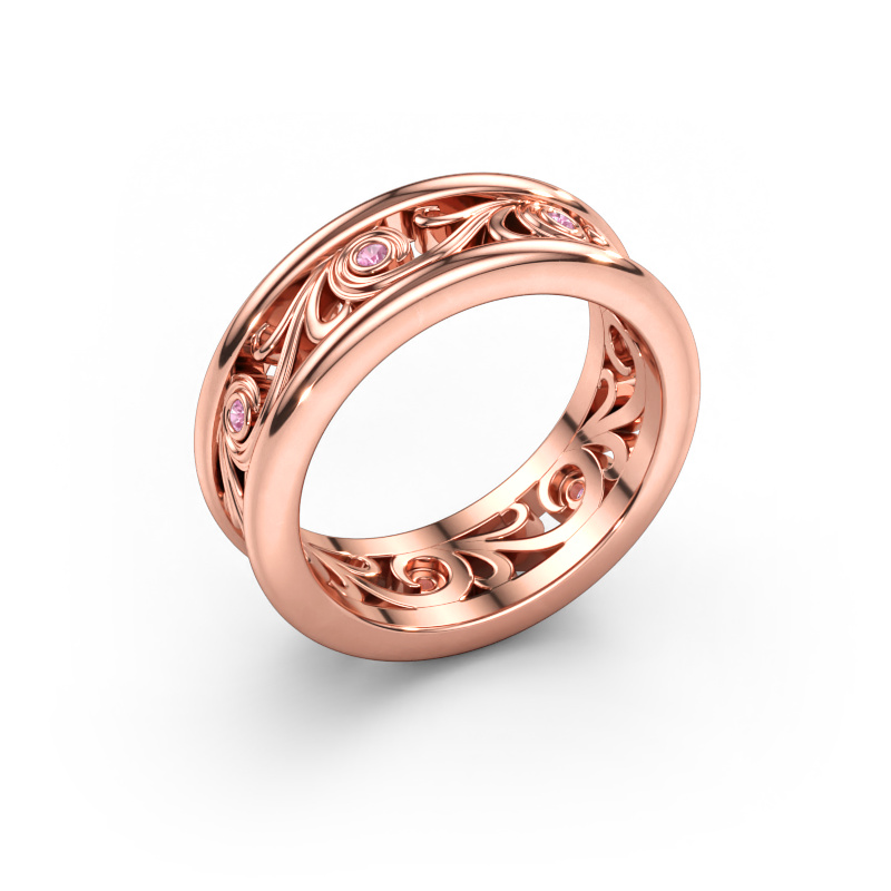 Bild av Vigselring Bibi 585 roséguld ±7 x 2 mm Rosa safir
