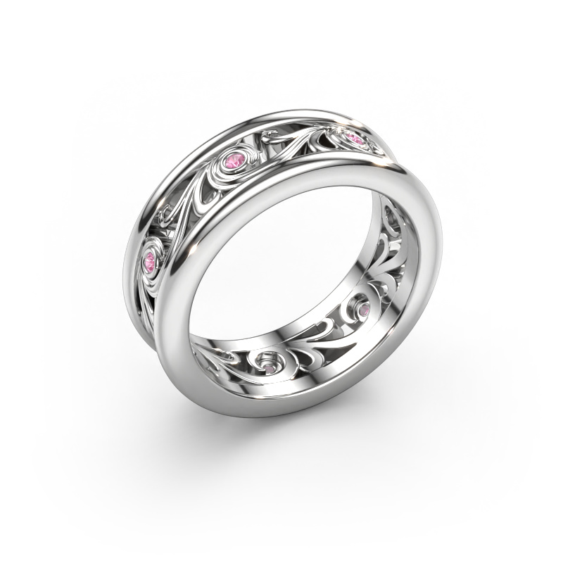Image de Alliance Bibi 585 or blanc ±7x2 mm Saphir rose