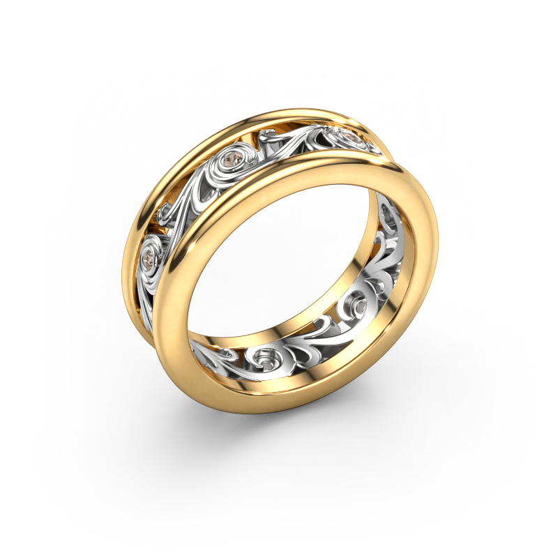 Image of Wedding ring Bibi 585 gold ±0.28x0.08 in Brown diamond