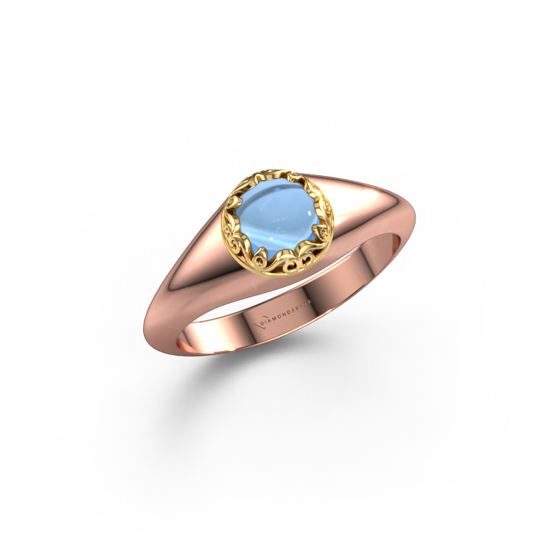 Image of Ring Birgit 585 rose gold Blue topaz 6 mm