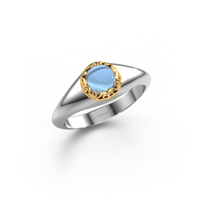 Image of Ring Birgit 585 white gold Blue topaz 6 mm