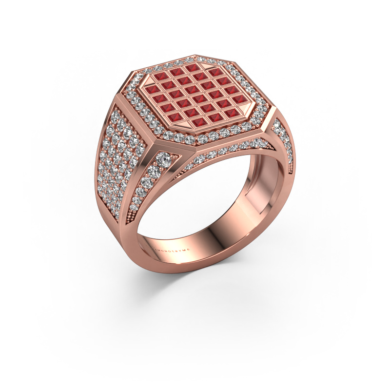 Image of Men's ring Bjorn 585 rose gold Ruby 1.5 mm