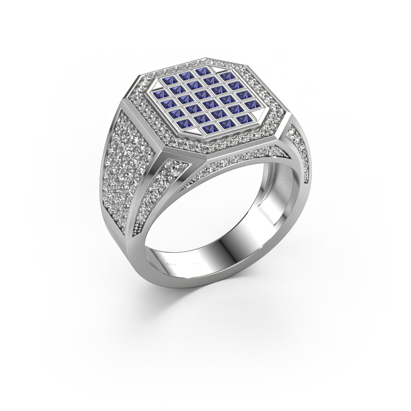 Image of Men's ring Bjorn 925 silver Sapphire 1.5 mm