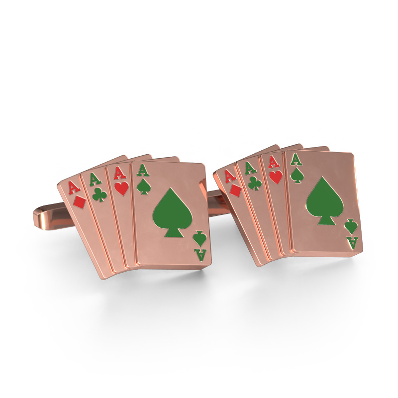 Image of Cufflinks Black jack 585 rose gold