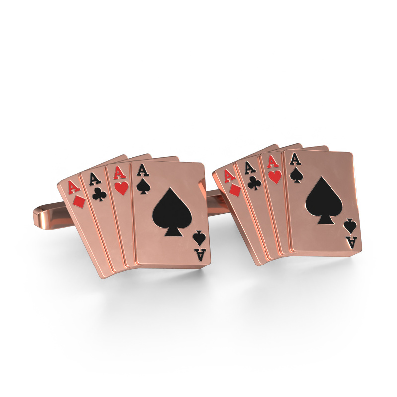 Image of Cufflinks Black jack 585 rose gold
