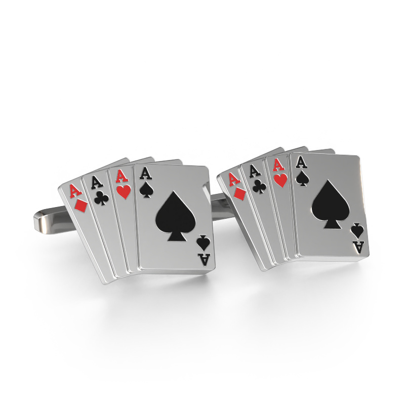 Image of Cufflinks Black jack 585 white gold