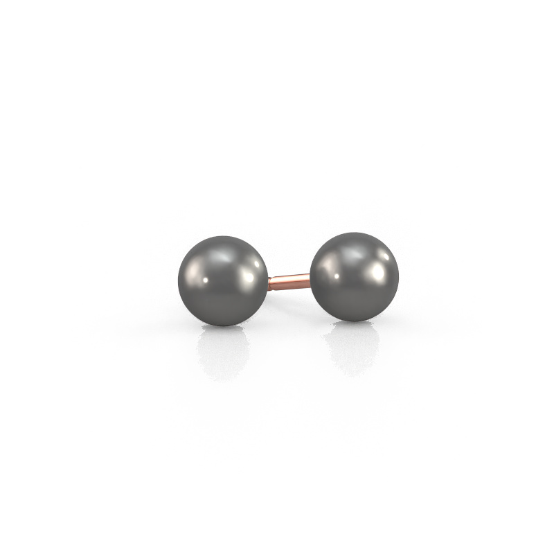 Image of Stud earrings Blanche 585 rose gold Grey pearl 6 mm