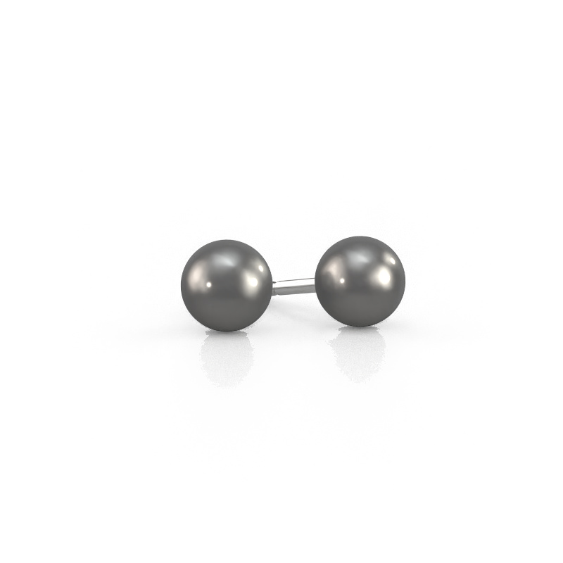 Image of Stud earrings Blanche 950 platinum Grey pearl 6 mm