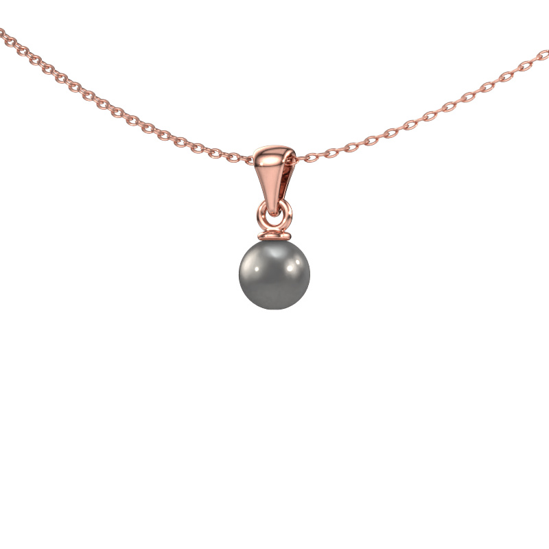 Image of Pendant Blanche 585 rose gold Grey pearl 6 mm