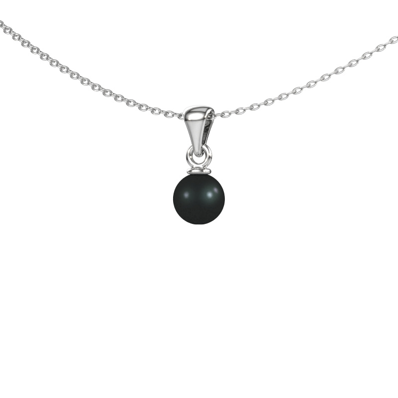 Image of Pendant Blanche 585 white gold Black pearl 6 mm