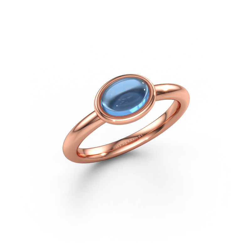 Immagine di Anello Blossom OVL 1 585 oro rosa Topazio blu 7x5 mm