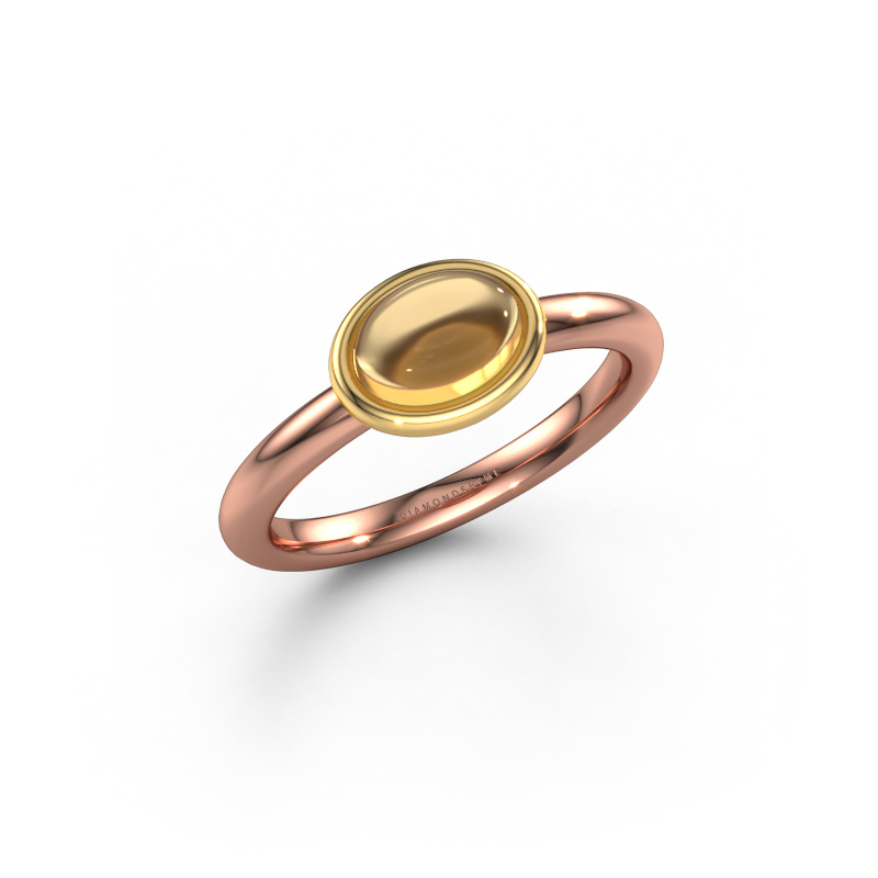 Image of Ring Blossom OVL 585 rose gold Citrin 7x5 mm