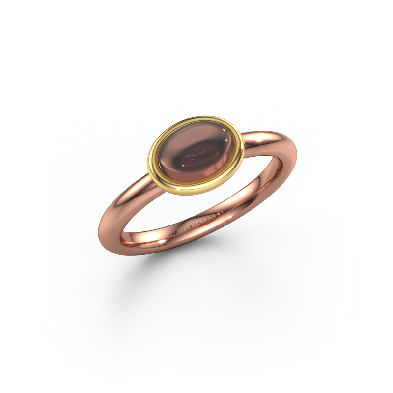 Image of Ring Blossom OVL 585 rose gold Smokey quartz 7x5 mm