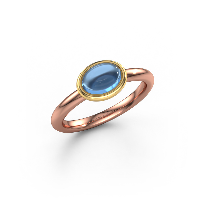 Bild von Ring Blossom OVL 585 Roségold Blau Topas 7x5 mm