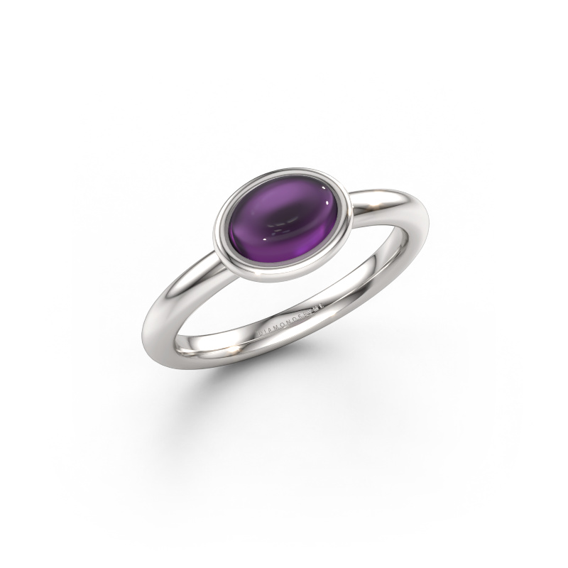 Bild av Ring Blossom OVL 1 585 vitt guld Ametist 7x5 mm
