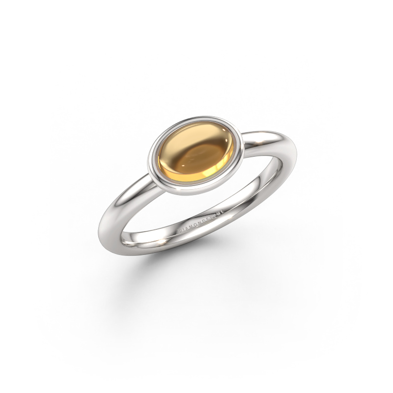 Bild av Ring Blossom OVL 1 585 vitt guld Citrin 7x5 mm