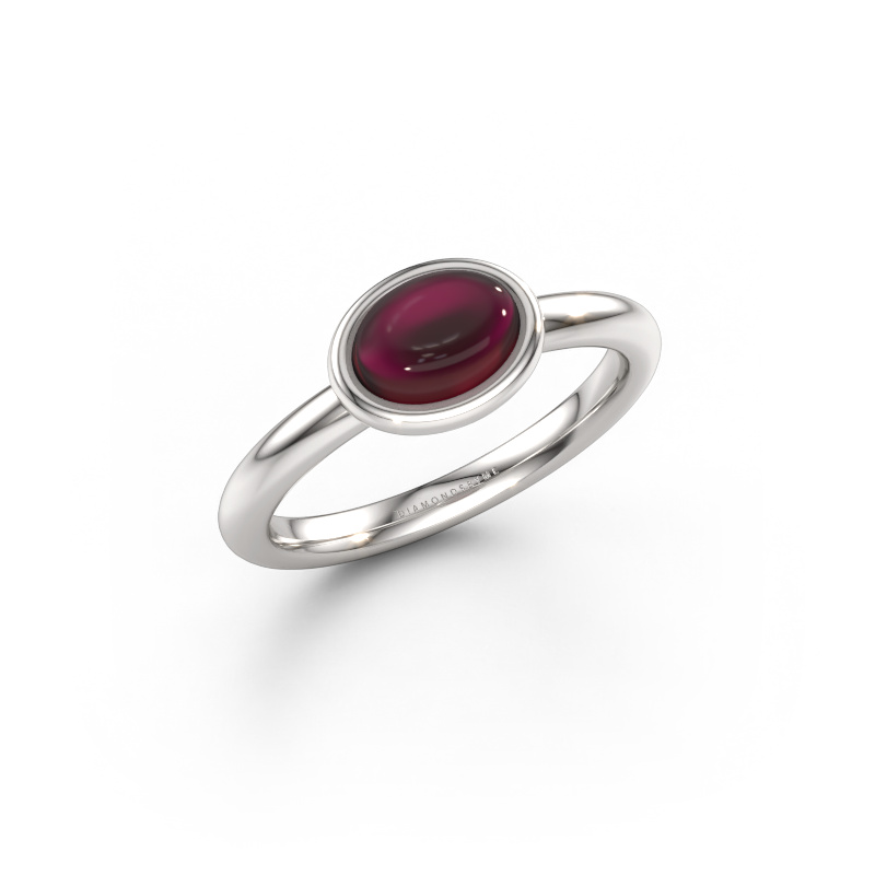 Bild von Ring Blossom OVL 1 585 Weißgold Granat 7x5 mm